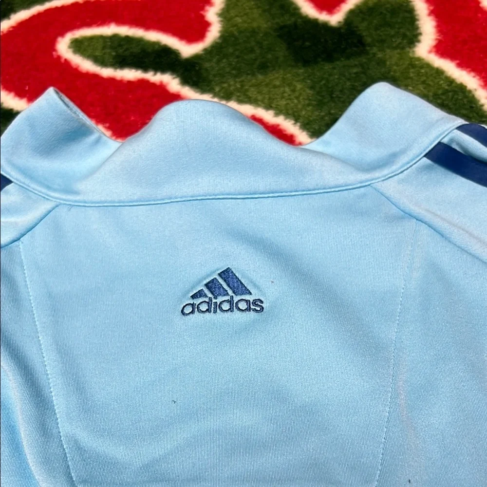 Adidas Golf Men's 3-Stripe Midweight 1/4-Zip Layering Blue Pullover - Picture 5 of 5